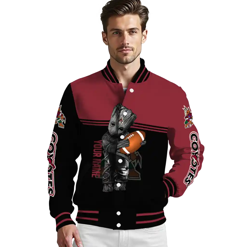 custom arizona coyotes groot football red black varsity jacket high quality custom arizona coyotes groot football red black varsity jacket high quality
