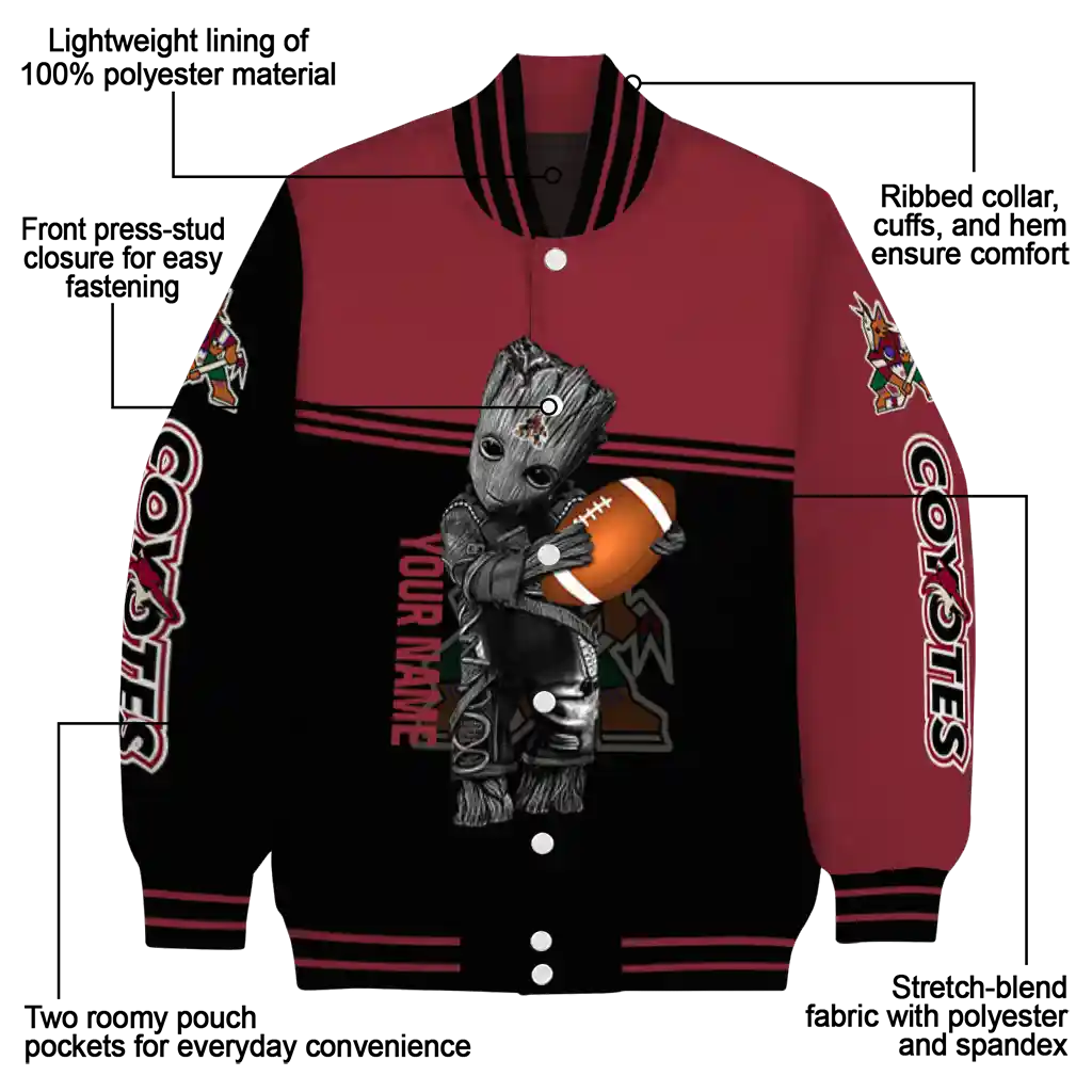 custom arizona coyotes groot football red black varsity jacket new arrival custom arizona coyotes groot football red black varsity jacket new arrival