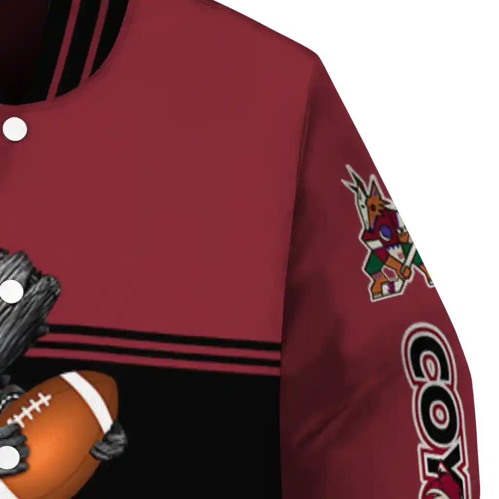 custom arizona coyotes groot football red black varsity jacket premium grade custom arizona coyotes groot football red black varsity jacket premium grade