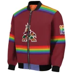 custom arizona coyotes rainbow jersey number red bomber jacket best selling