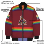 custom arizona coyotes rainbow jersey number red bomber jacket best selling