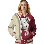 custom arizona coyotes snoopy head red varsity jacket best selling