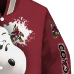 custom arizona coyotes snoopy head red varsity jacket best selling