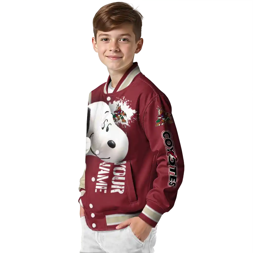 custom arizona coyotes snoopy head red varsity jacket trendy custom arizona coyotes snoopy head red varsity jacket trendy