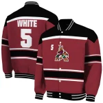 custom arizona coyotes stripe statement red black varsity jacket best selling