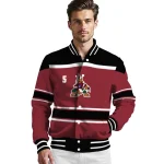 custom arizona coyotes stripe statement red black varsity jacket best selling