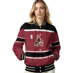 custom arizona coyotes stripe statement red black varsity jacket best selling