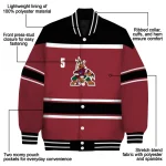 custom arizona coyotes stripe statement red black varsity jacket best selling