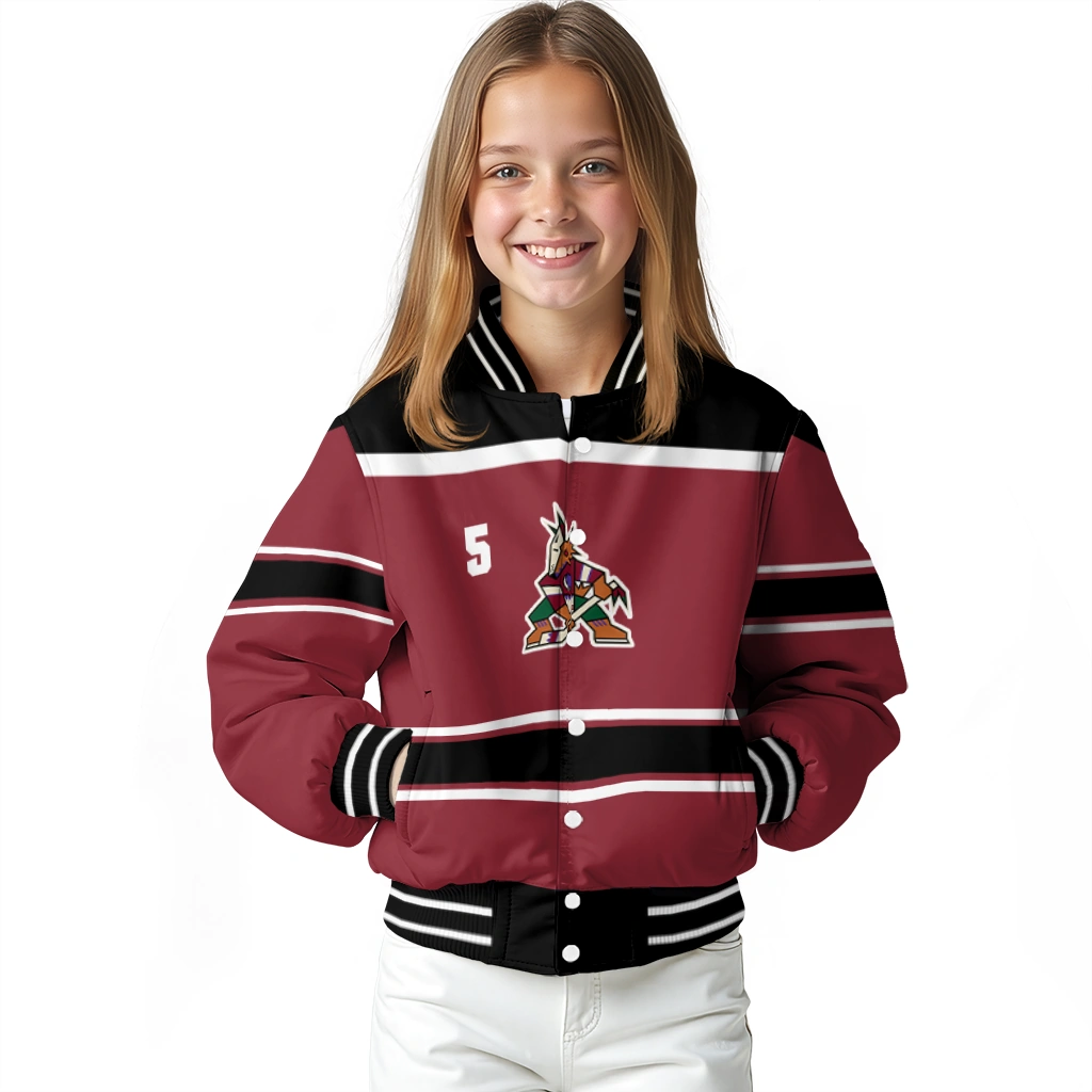 custom arizona coyotes stripe statement red black varsity jacket top rated custom arizona coyotes stripe statement red black varsity jacket top rated
