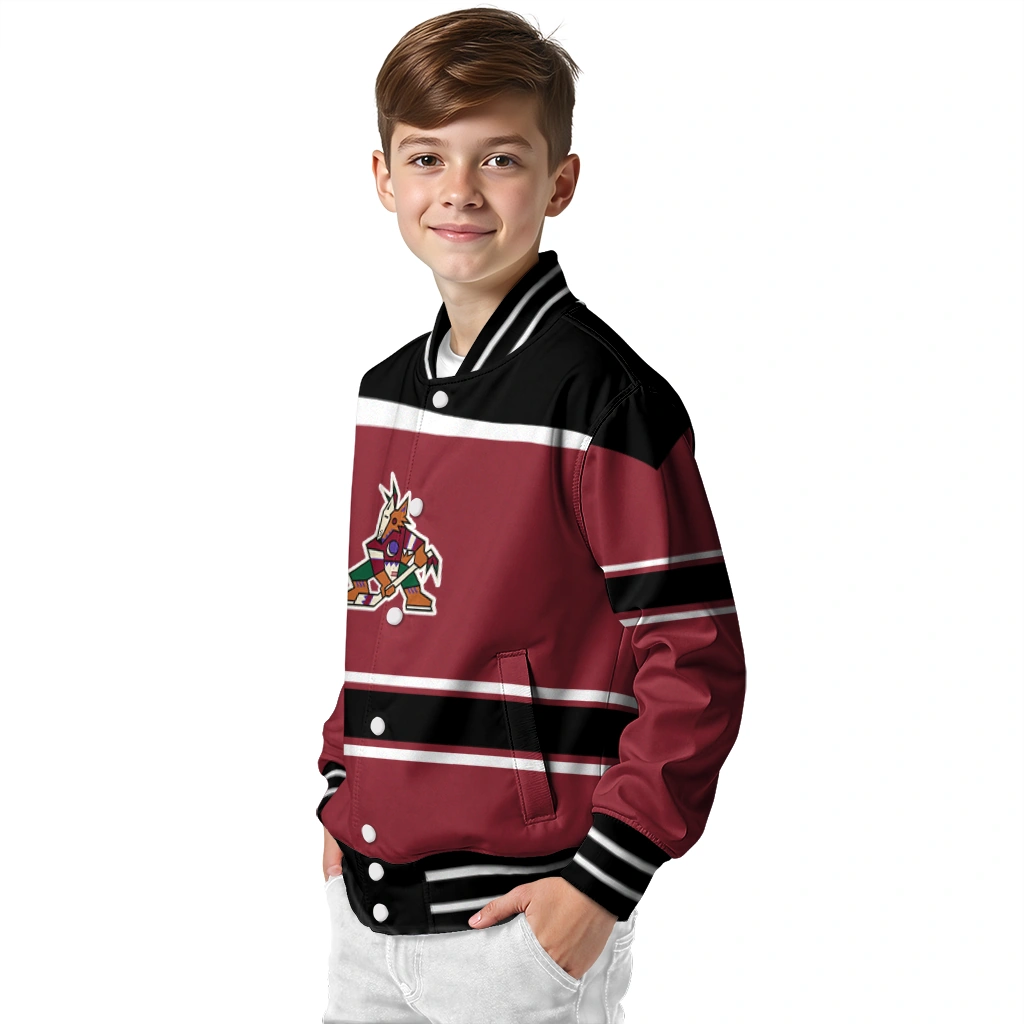 custom arizona coyotes stripe statement red black varsity jacket trendy custom arizona coyotes stripe statement red black varsity jacket trendy