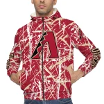 custom arizona diamondbacks brushstroke pattern red windbreaker jacket best selling