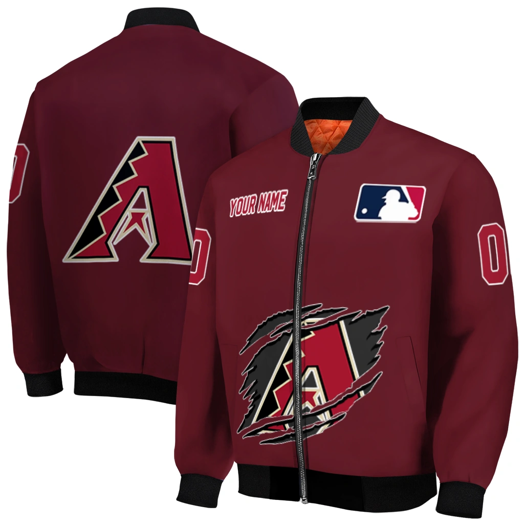 custom arizona diamondbacks claw gash red bomber jacket best selling custom arizona diamondbacks claw gash red bomber jacket best selling