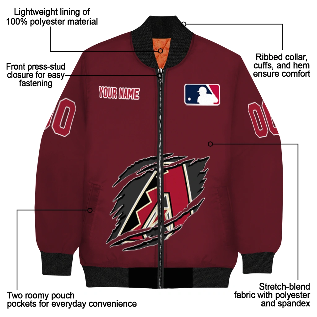 custom arizona diamondbacks claw gash red bomber jacket new arrival custom arizona diamondbacks claw gash red bomber jacket new arrival