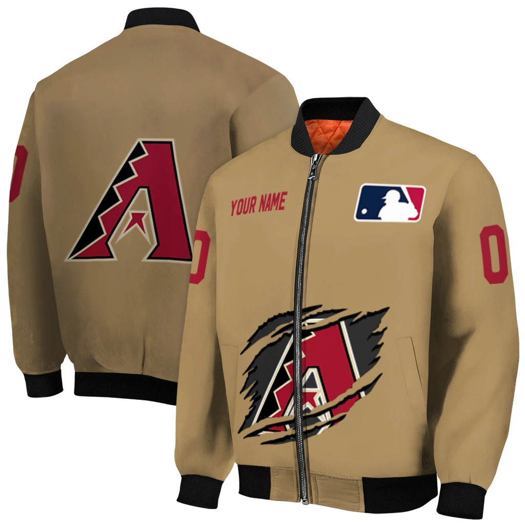 custom arizona diamondbacks claw swipe beige bomber jacket best selling custom arizona diamondbacks claw swipe beige bomber jacket best selling
