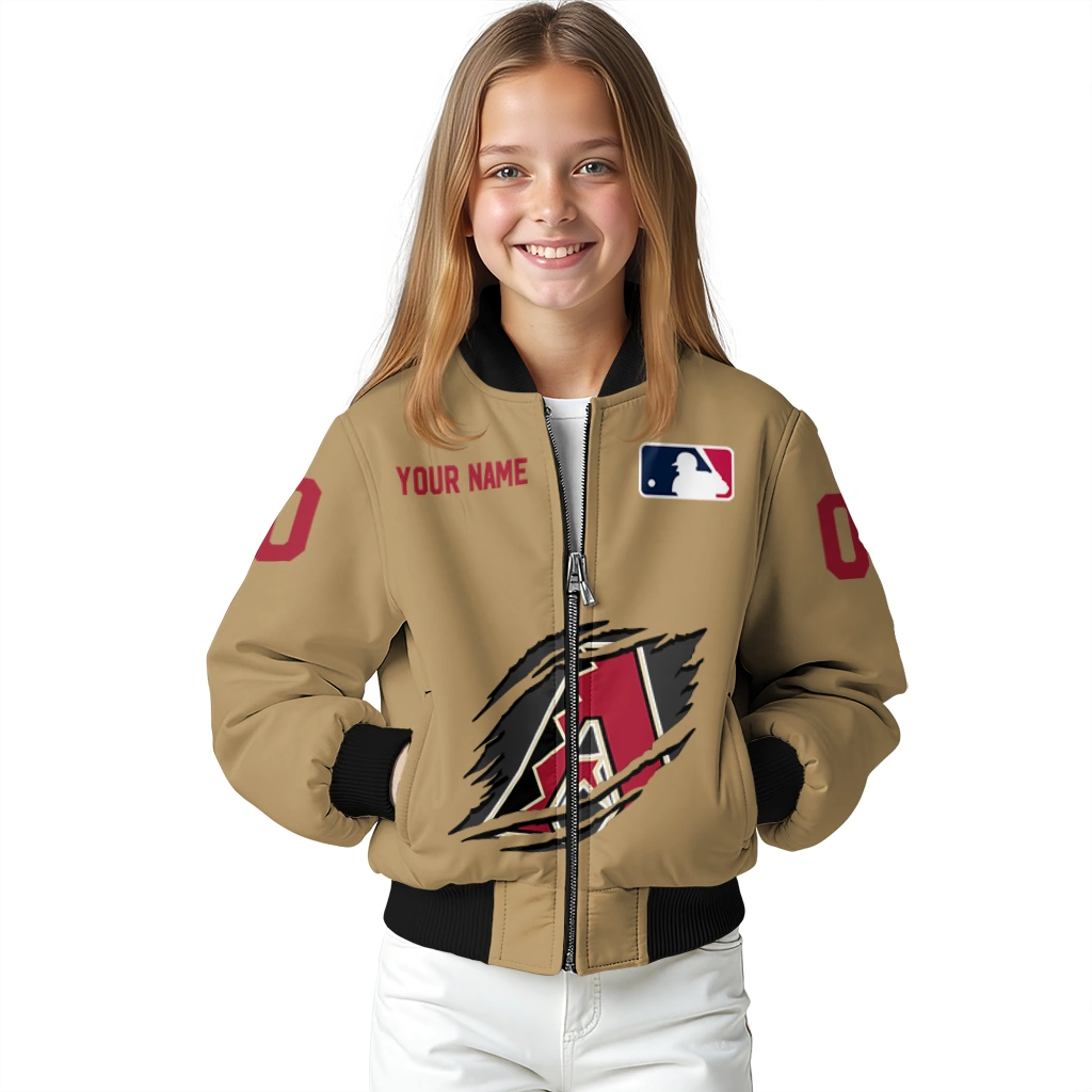 custom arizona diamondbacks claw swipe beige bomber jacket top rated custom arizona diamondbacks claw swipe beige bomber jacket top rated