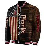 custom arizona diamondbacks flag wood brown varsity jacket best selling