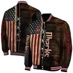 custom arizona diamondbacks flag wood brown varsity jacket best selling