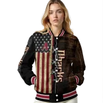 custom arizona diamondbacks flag wood brown varsity jacket best selling