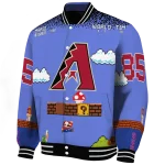 custom arizona diamondbacks mario blocks blue black varsity jacket best selling
