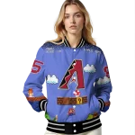 custom arizona diamondbacks mario blocks blue black varsity jacket best selling