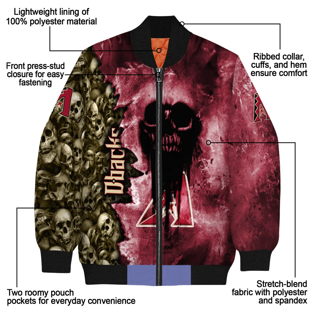 custom arizona diamondbacks skull cluster red bomber jacket new arrival custom arizona diamondbacks skull cluster red bomber jacket new arrival