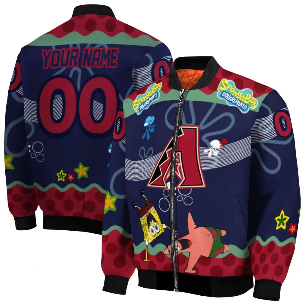 custom arizona diamondbacks spongebob playtime red blue bomber jacket best selling custom arizona diamondbacks spongebob playtime red blue bomber jacket best selling