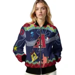 custom arizona diamondbacks spongebob playtime red blue bomber jacket best selling