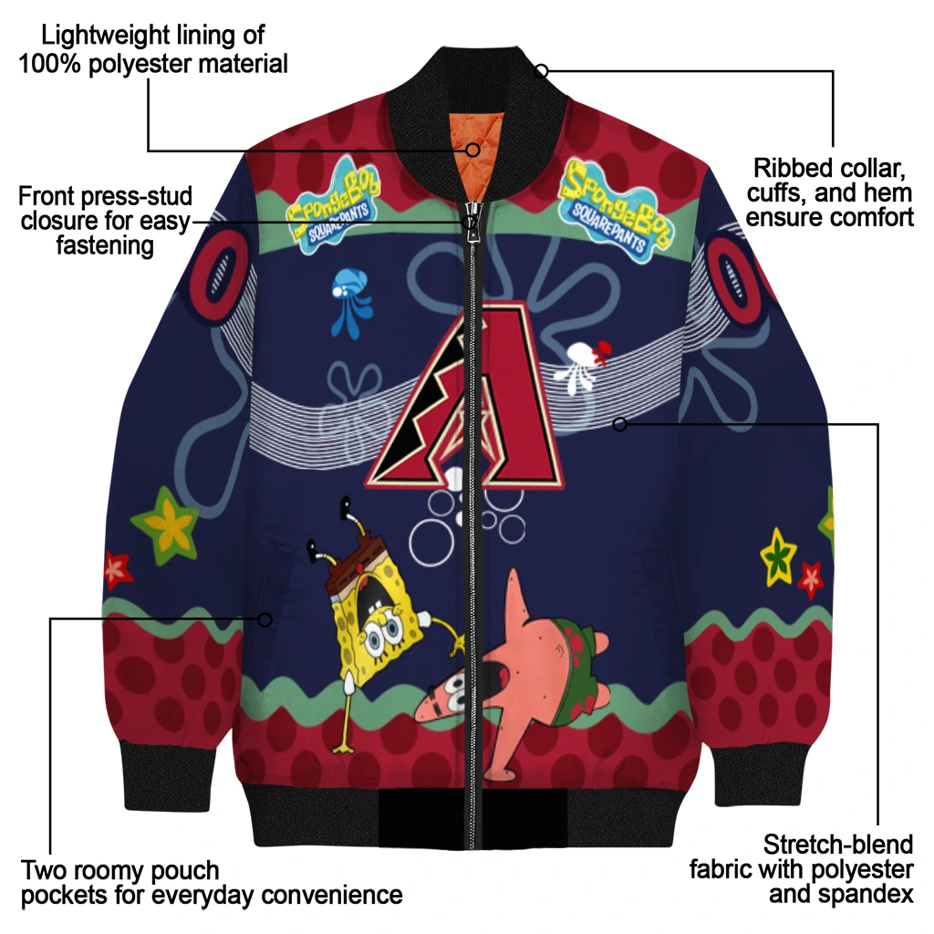 custom arizona diamondbacks spongebob playtime red blue bomber jacket new arrival custom arizona diamondbacks spongebob playtime red blue bomber jacket new arrival