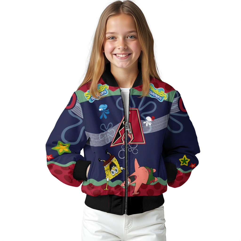 custom arizona diamondbacks spongebob playtime red blue bomber jacket top rated custom arizona diamondbacks spongebob playtime red blue bomber jacket top rated