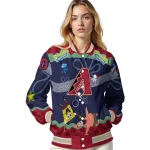 custom arizona diamondbacks spongebob playtime red blue varsity jacket best selling
