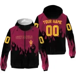 custom arizona state sun devils flame trim maroon black windbreaker jacket best selling