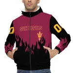 custom arizona state sun devils flame trim maroon black windbreaker jacket best selling