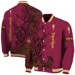 custom arizona state sun devils tribal deer art maroon varsity jacket best selling