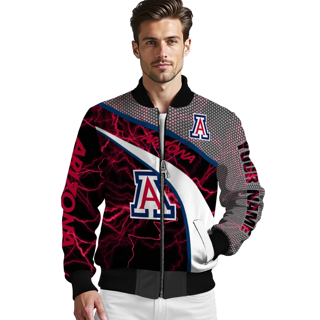 custom arizona wildcats electric flash red bomber jacket high quality custom arizona wildcats electric flash red bomber jacket high quality
