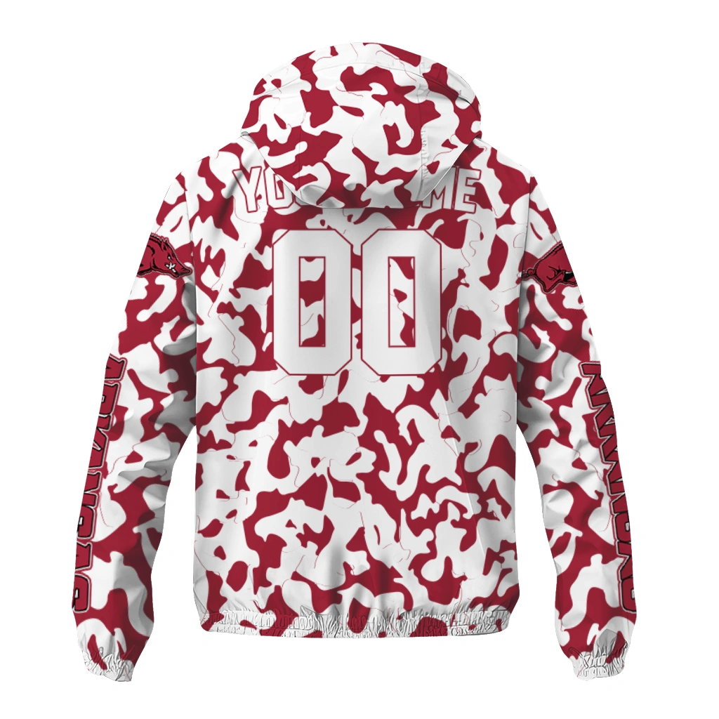 custom arkansas razorbacks camouflage mashup red windbreaker jacket fashion forward custom arkansas razorbacks camouflage mashup red windbreaker jacket fashion forward