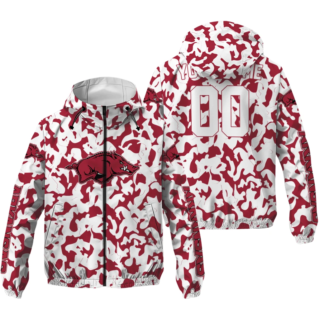 custom arkansas razorbacks camouflage mashup red windbreaker jacket high quality custom arkansas razorbacks camouflage mashup red windbreaker jacket high quality