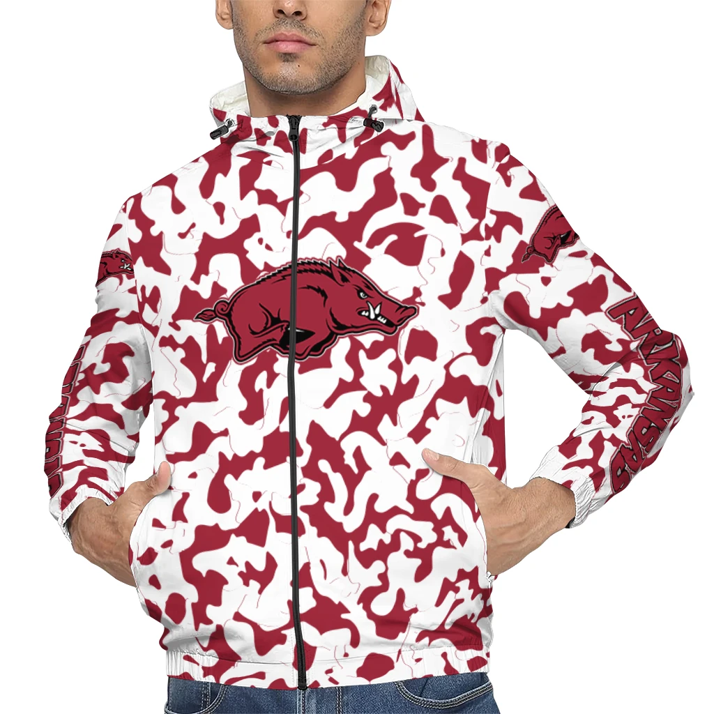 custom arkansas razorbacks camouflage mashup red windbreaker jacket top rated custom arkansas razorbacks camouflage mashup red windbreaker jacket top rated