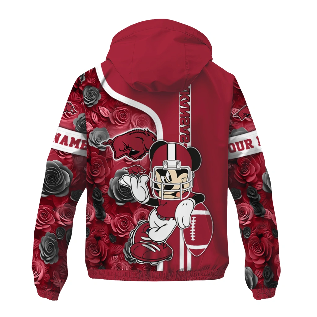 custom arkansas razorbacks football micky mouse red windbreaker jacket fashion forward custom arkansas razorbacks football micky mouse red windbreaker jacket fashion forward