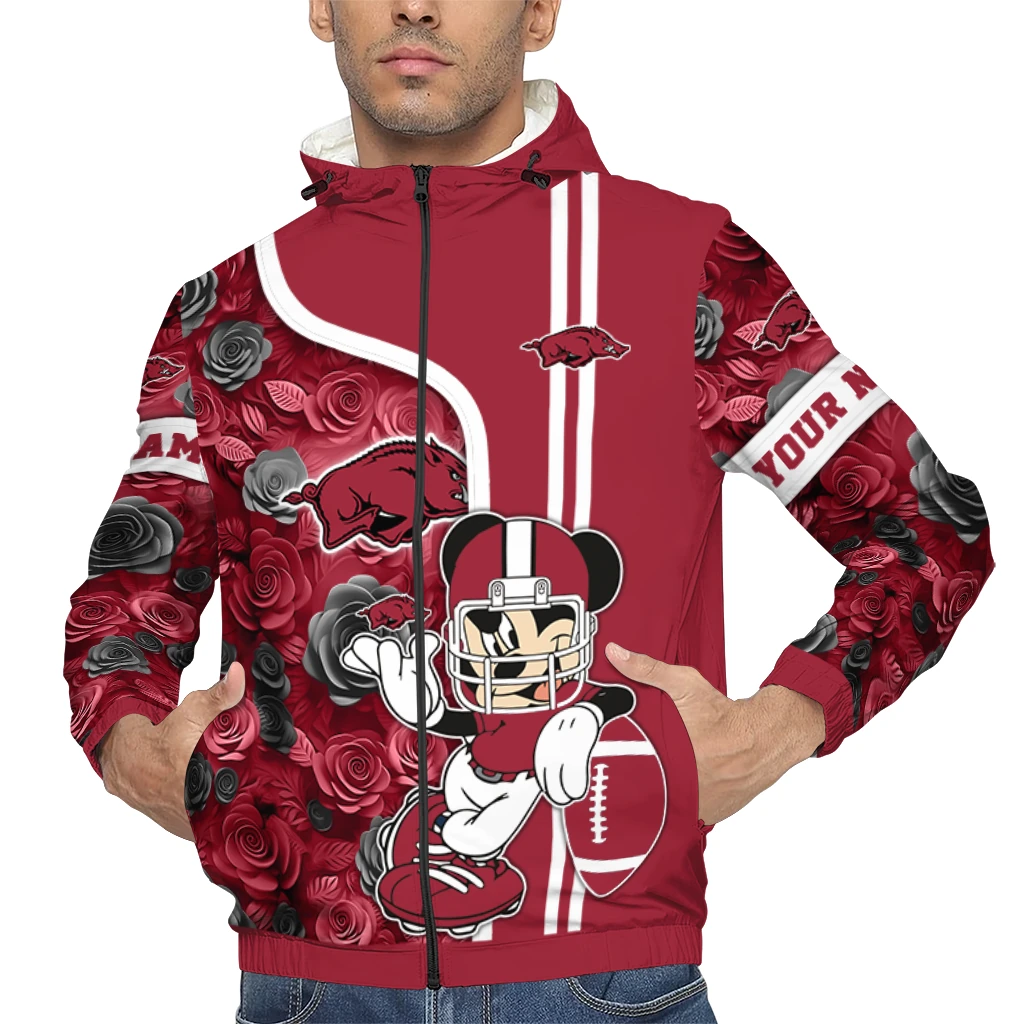 custom arkansas razorbacks football micky mouse red windbreaker jacket top rated custom arkansas razorbacks football micky mouse red windbreaker jacket top rated