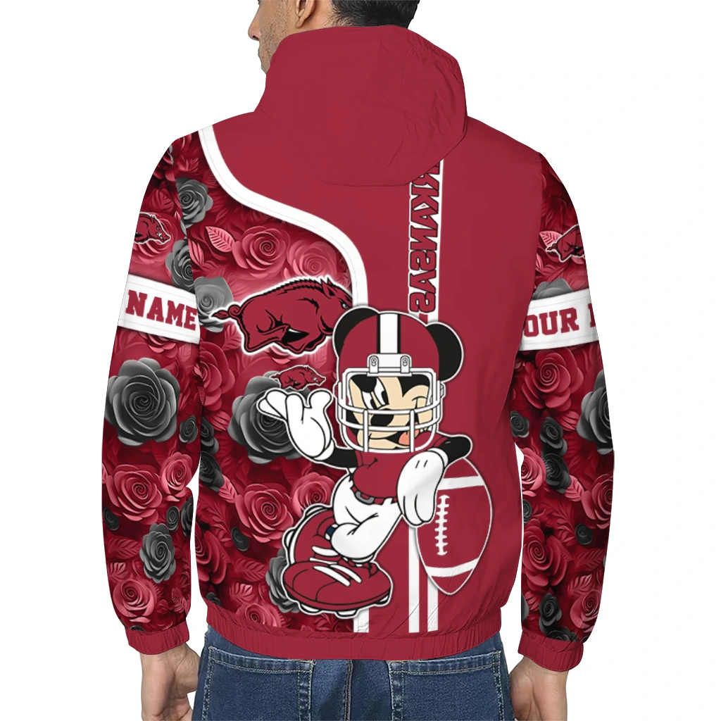 custom arkansas razorbacks football micky mouse red windbreaker jacket trendy custom arkansas razorbacks football micky mouse red windbreaker jacket trendy