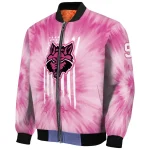 custom arkansas state red wolves pink tie dye pink bomber jacket best selling
