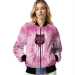 custom arkansas state red wolves pink tie dye pink bomber jacket best selling