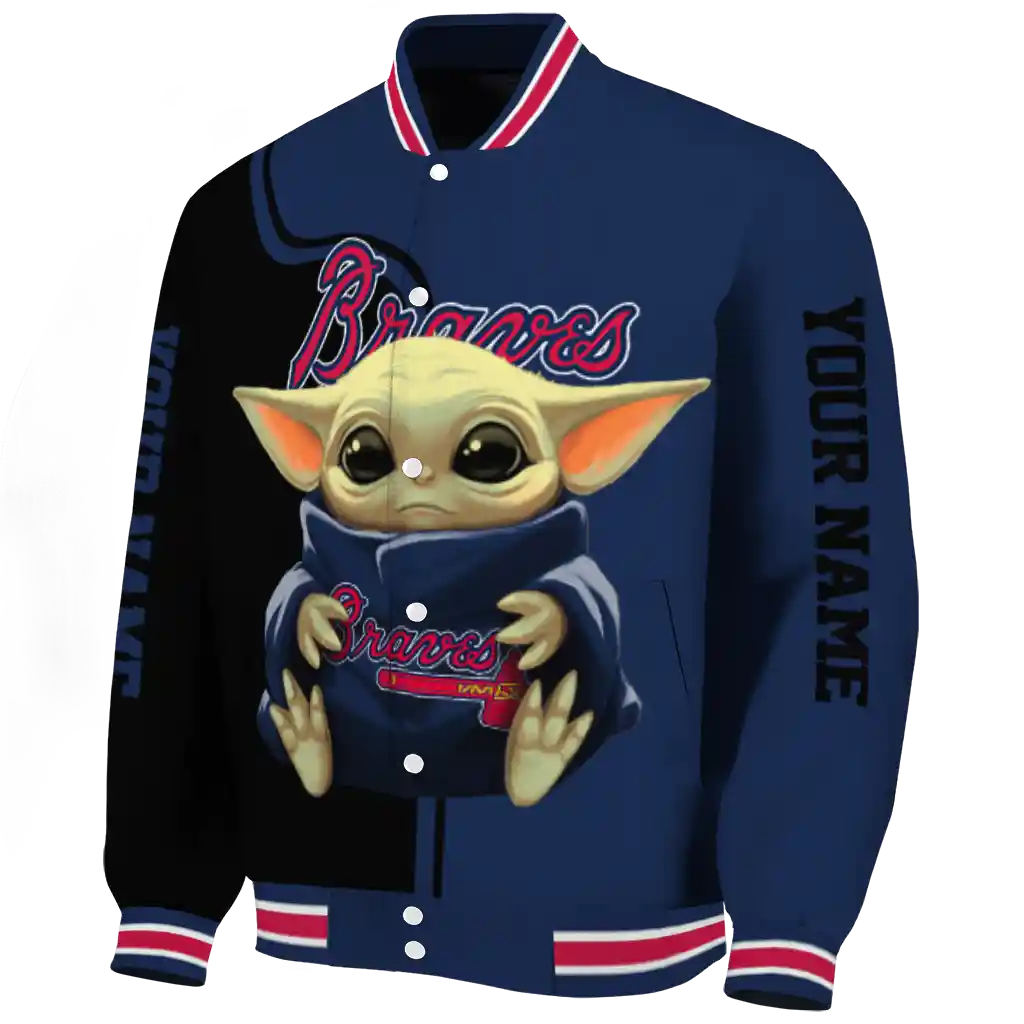 custom atlanta braves adorable yoda navy black varsity jacket best selling custom atlanta braves adorable yoda navy black varsity jacket best selling