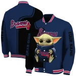 custom atlanta braves adorable yoda navy black varsity jacket best selling