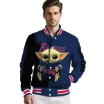 custom atlanta braves adorable yoda navy black varsity jacket best selling