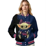 custom atlanta braves adorable yoda navy black varsity jacket best selling