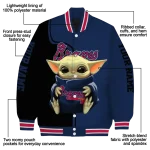 custom atlanta braves adorable yoda navy black varsity jacket best selling