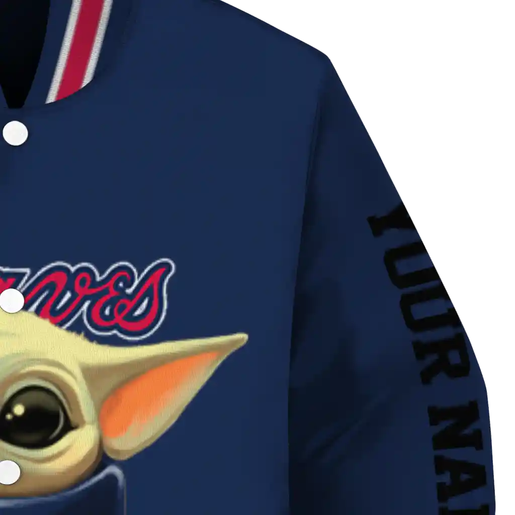 custom atlanta braves adorable yoda navy black varsity jacket premium grade custom atlanta braves adorable yoda navy black varsity jacket premium grade