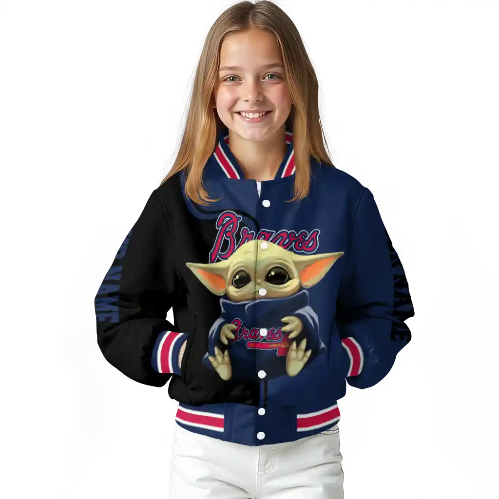 custom atlanta braves adorable yoda navy black varsity jacket top rated custom atlanta braves adorable yoda navy black varsity jacket top rated