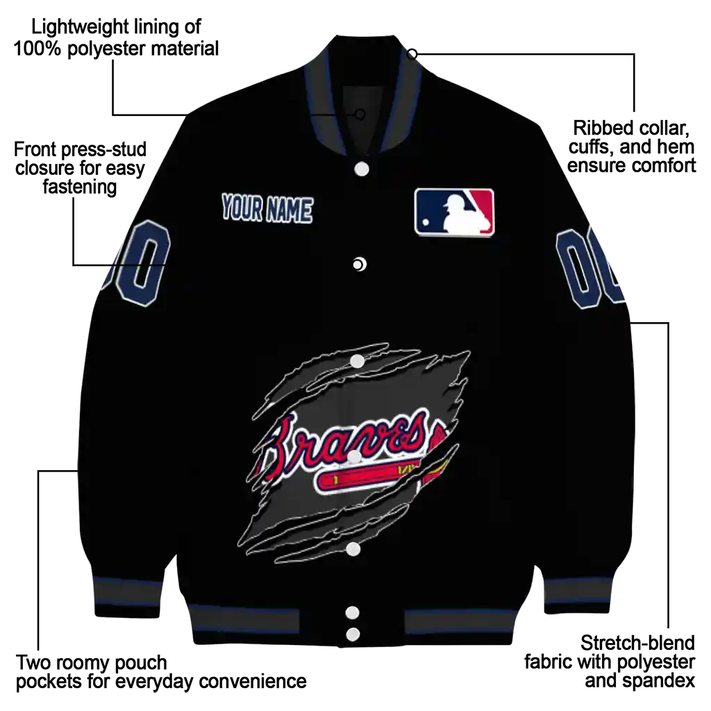 custom atlanta braves claw fragment black varsity jacket new arrival custom atlanta braves claw fragment black varsity jacket new arrival